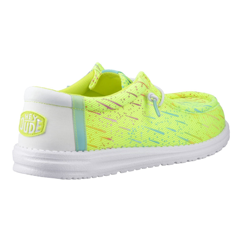 HEYDUDE Wally Party Mesh Synthetic Men's Lime Punch/White Moccasins Shoes
