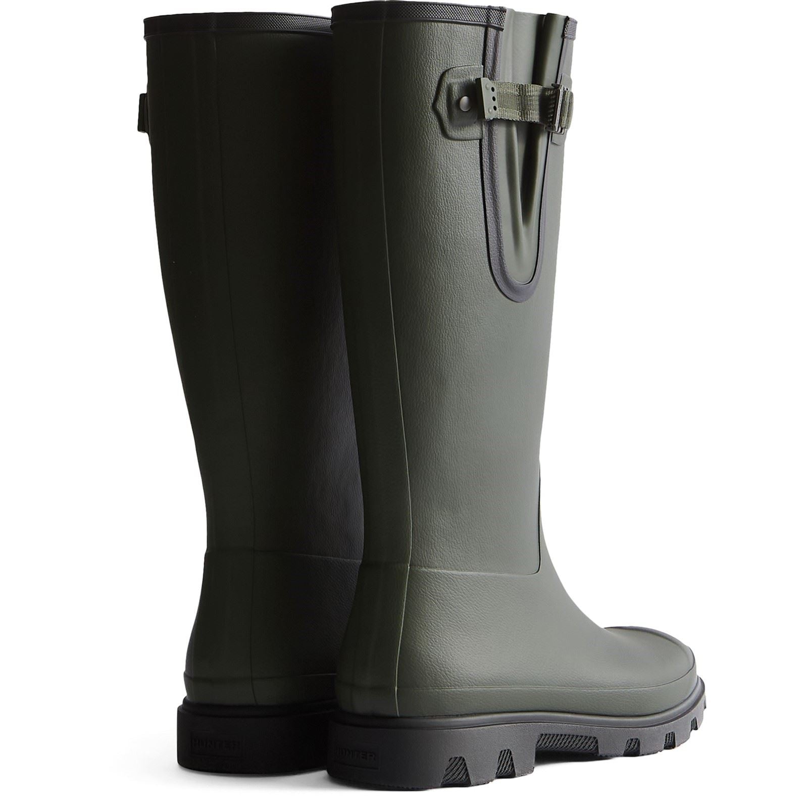 Hunter Downpour Adjustable Boot Rubber Women's Dark Olive/Black Wellington Boots
