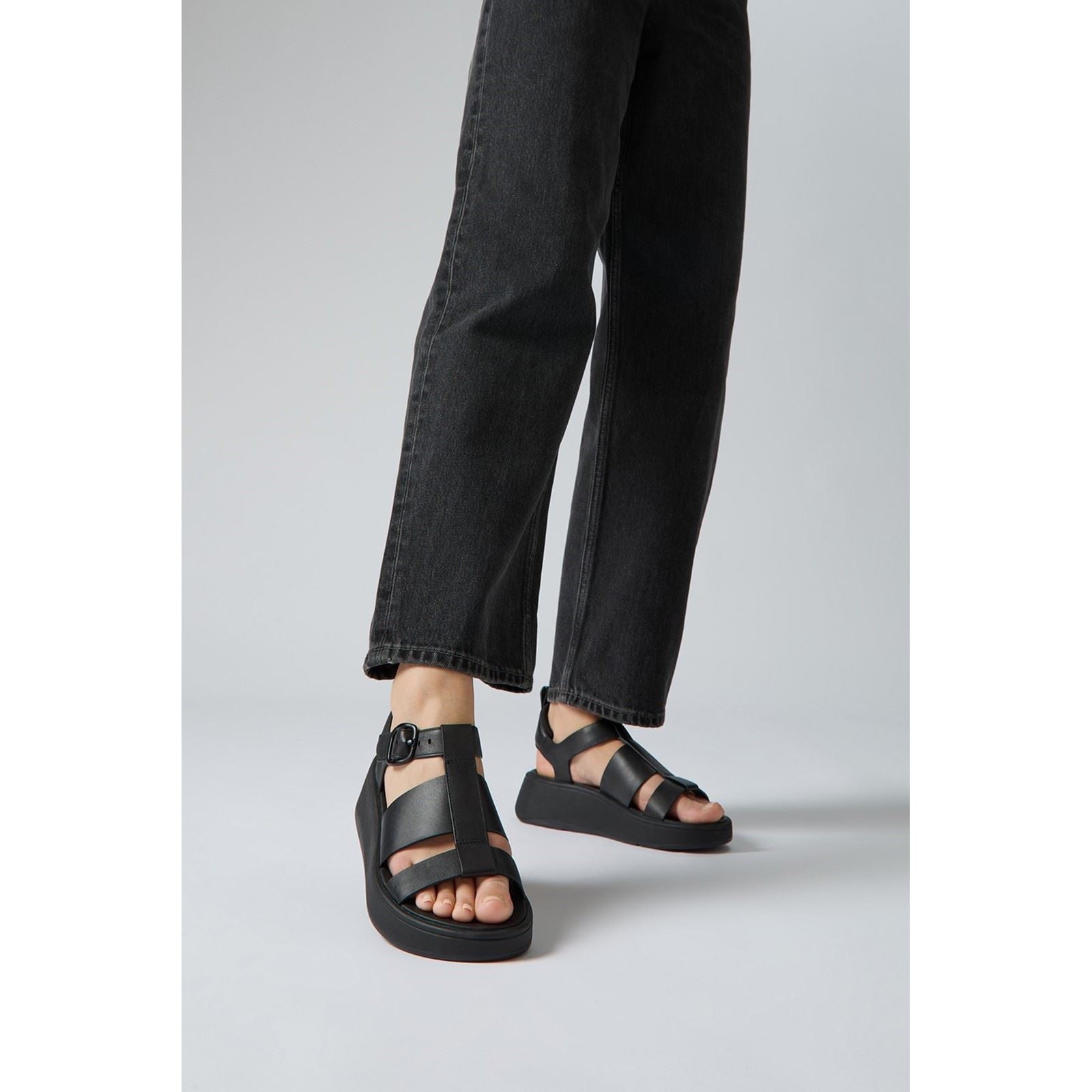 Fitflop F-Mode Fisherman Leather Women's Black Narrow Fit Sandals