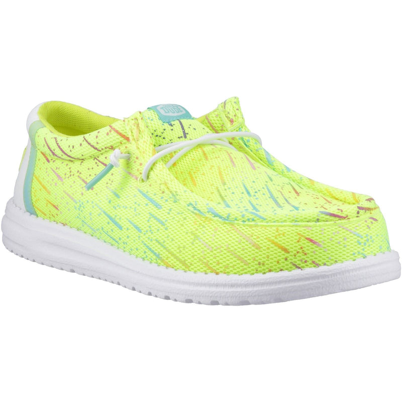 HEYDUDE Wally Party Mesh Synthetic Men's Lime Punch/White Moccasins Shoes