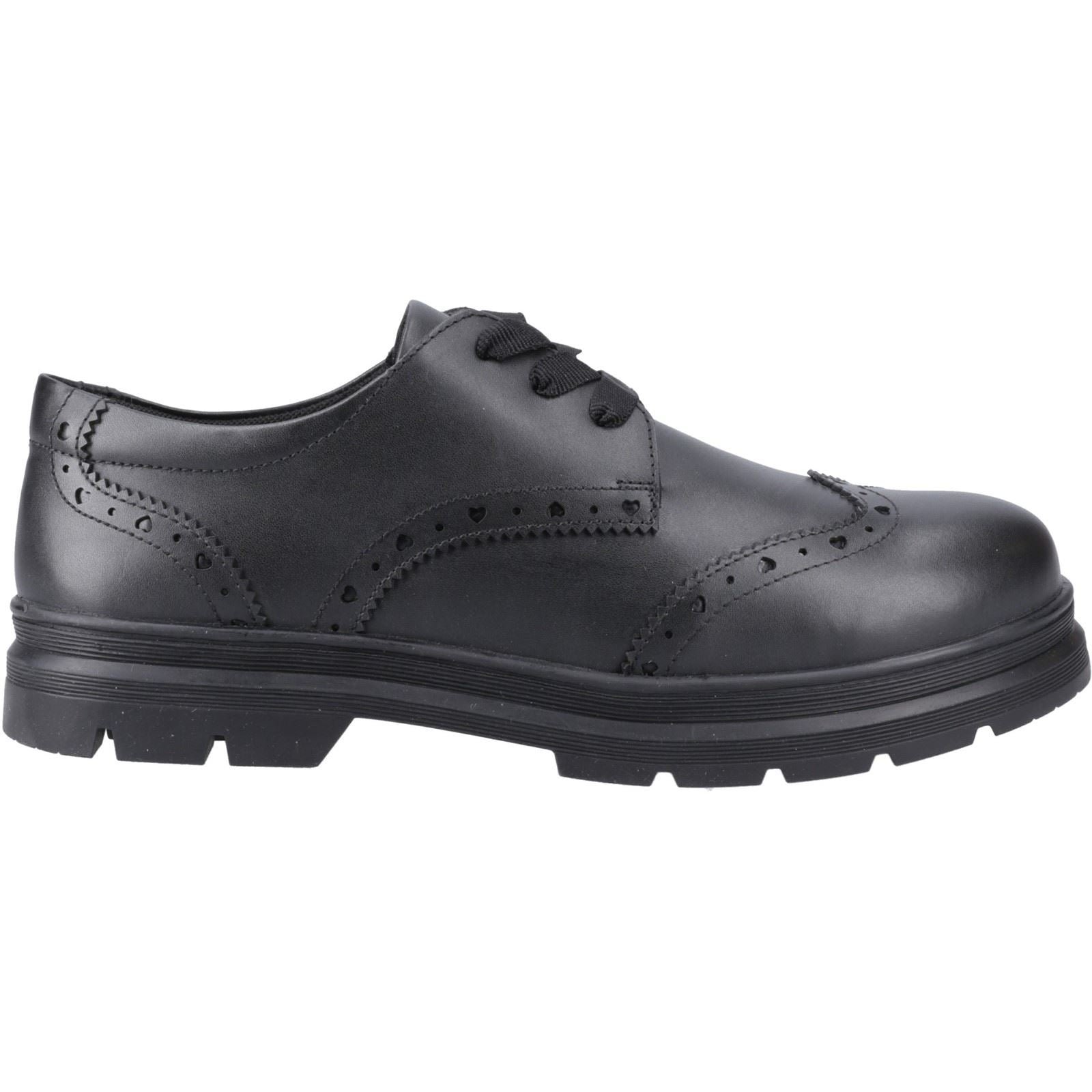 Pod Fiona Leather Youth Girl's Black Brogues