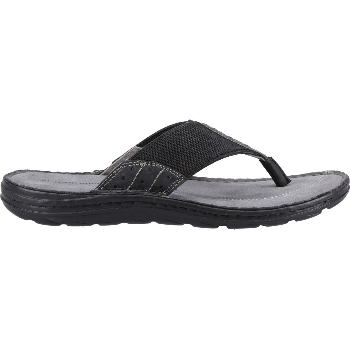 Hush Puppies Alan Toepost Leather Men's Black Flip Flops