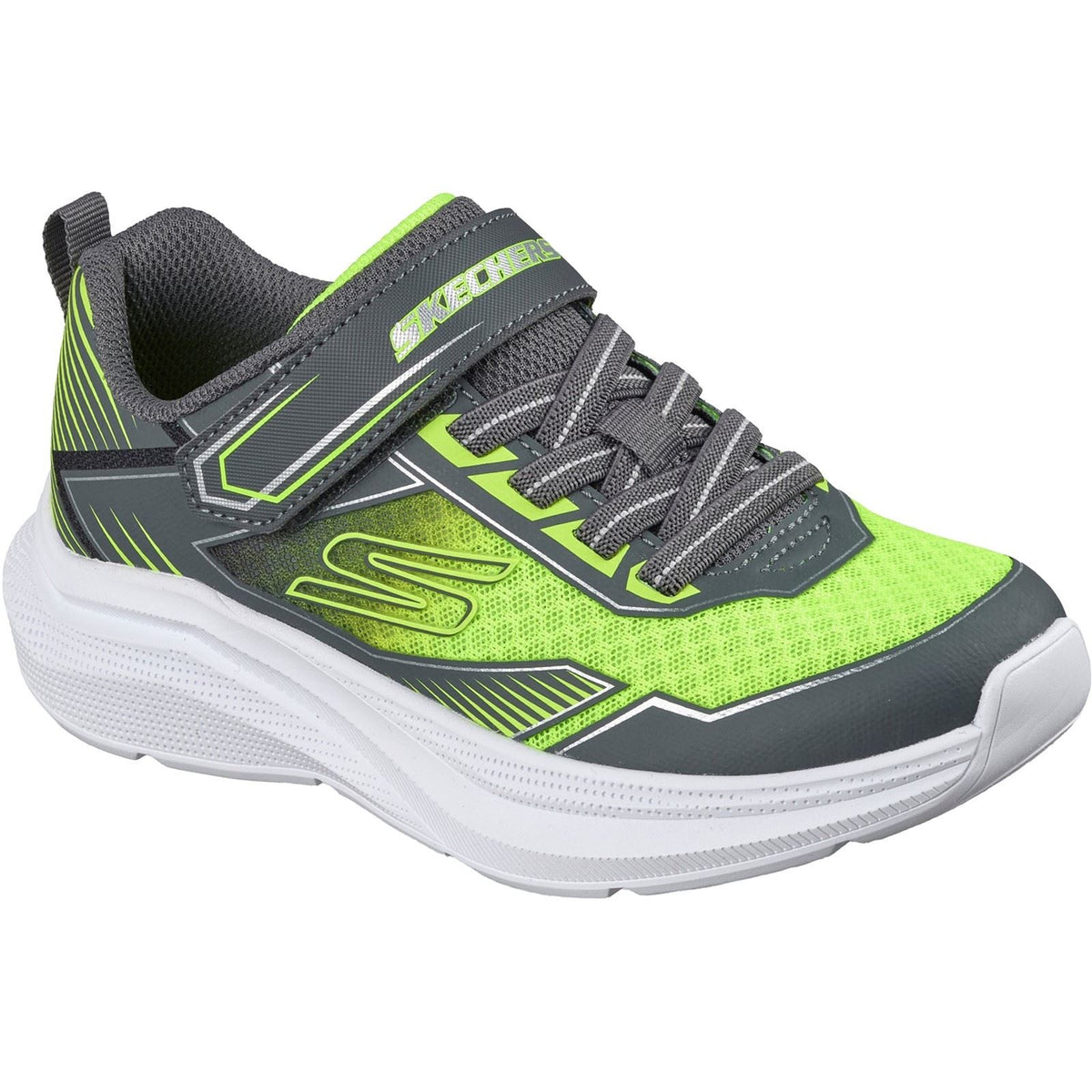 Skechers Microspec Velocity Grid-Drift Charcoal/Yellow & Silver Trainers