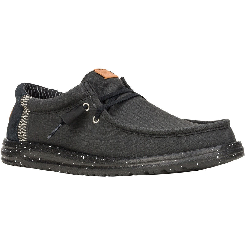 HEYDUDE Wally Elevated Basics Canvas Men's Black Boat Shoes