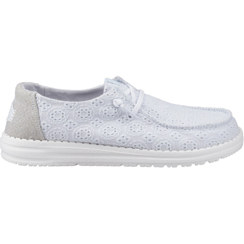 HEYDUDE Wendy Eyelet Lace Cotton Blend Women's Ancient Blue Moccasins Shoes