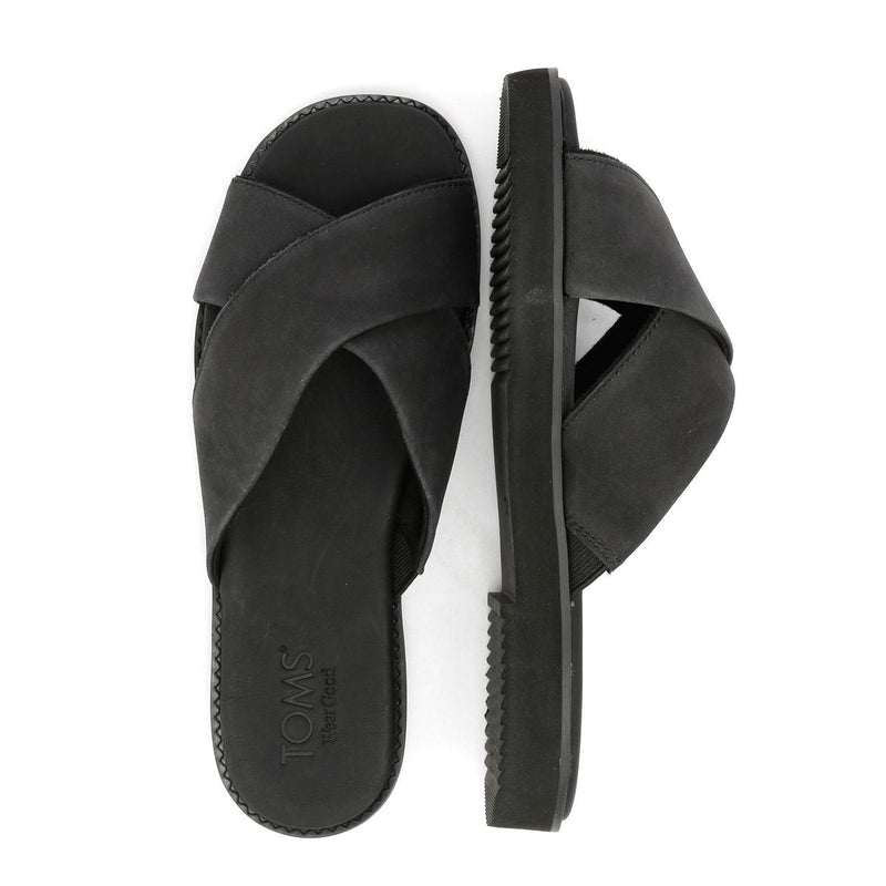 TOMS Mae Crossover Leather Women's Black Sandals