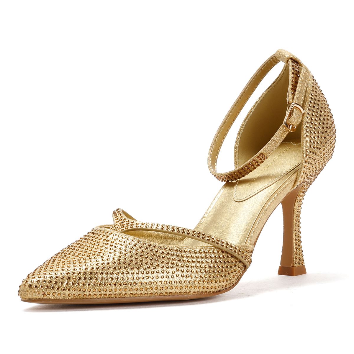 French Connection Nina Rhinstone Stilleto Women's Gold Heels