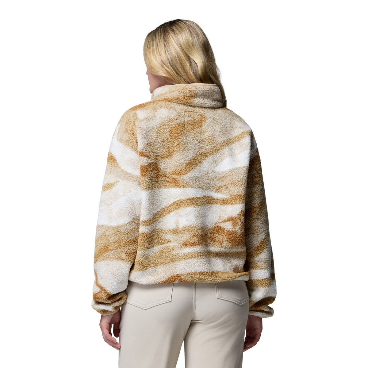 Columbia Helvetia II Printed Cropped Half Snap Polyester Women's Beige Fleece Pullover