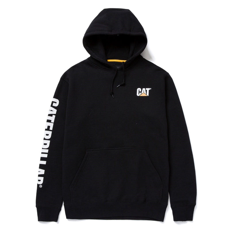 Caterpillar Trademark Banner Cotton Men's Black Hooded Sweatshirt