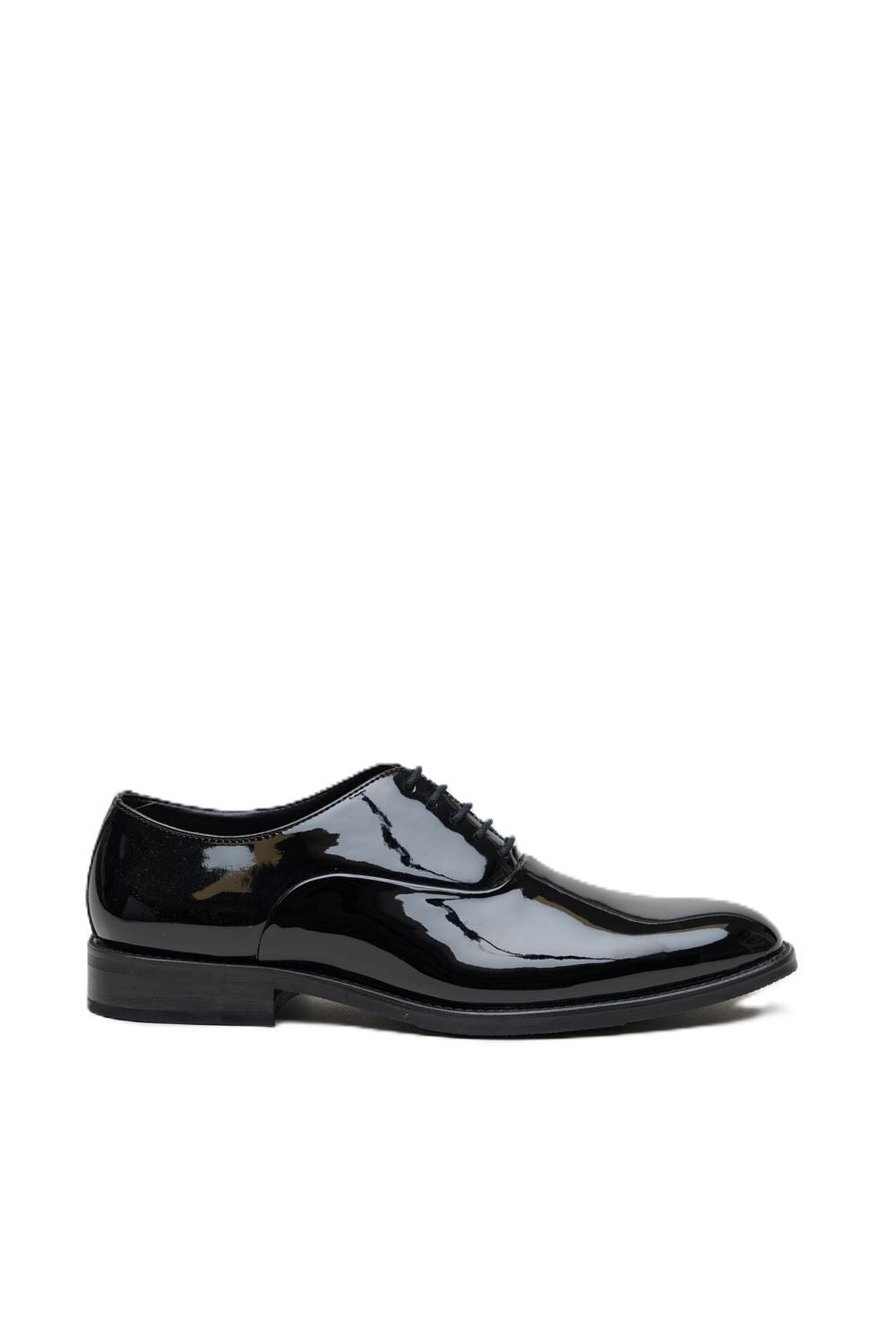 Antique Rogue Thorne Patent PU Leather Men's Black Lace-Up Shoes
