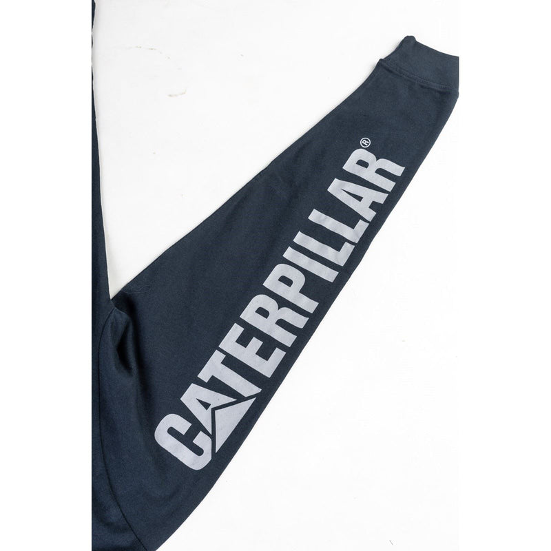 Caterpillar Trademark Banner Long Sleeve Cotton Men's Blue T-Shirt