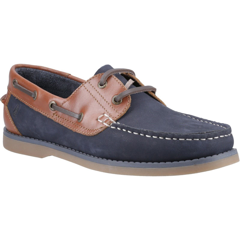 Hush Puppies Wilson Leather Men's Navy/Tan Boat Shoes