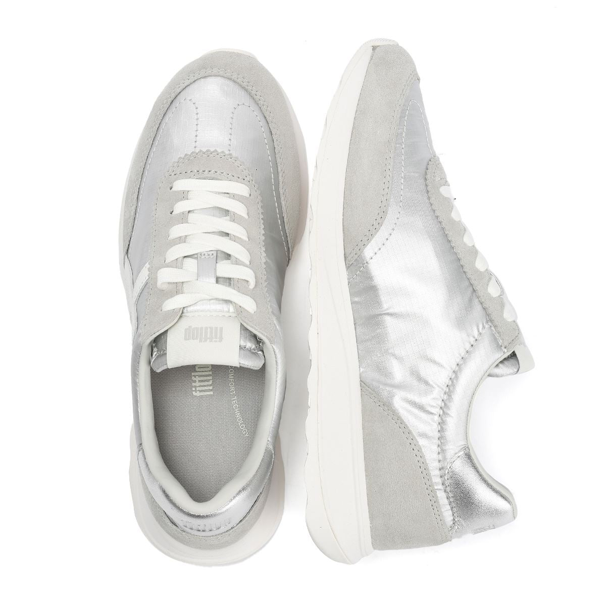 FitFlop Retro-Q FF Nylon Women's Silver/Urban White Trainers