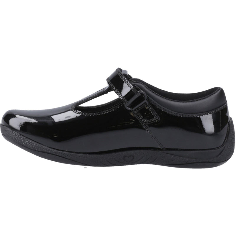 Hush Puppies Caitlin T-Bar Leather Junior Black Shoes