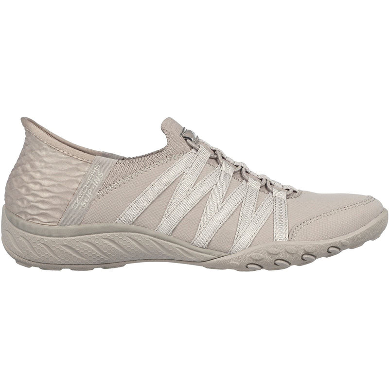 Skechers Breathe-Easy Roll-With-Me Knit Mesh Women's Taupe Trainers