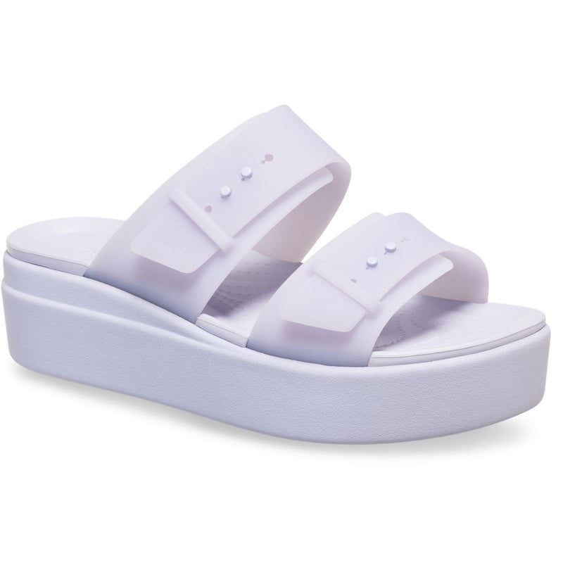 Crocs Brooklyn Buckle Low Wedge Women's Purple Moon Sandals