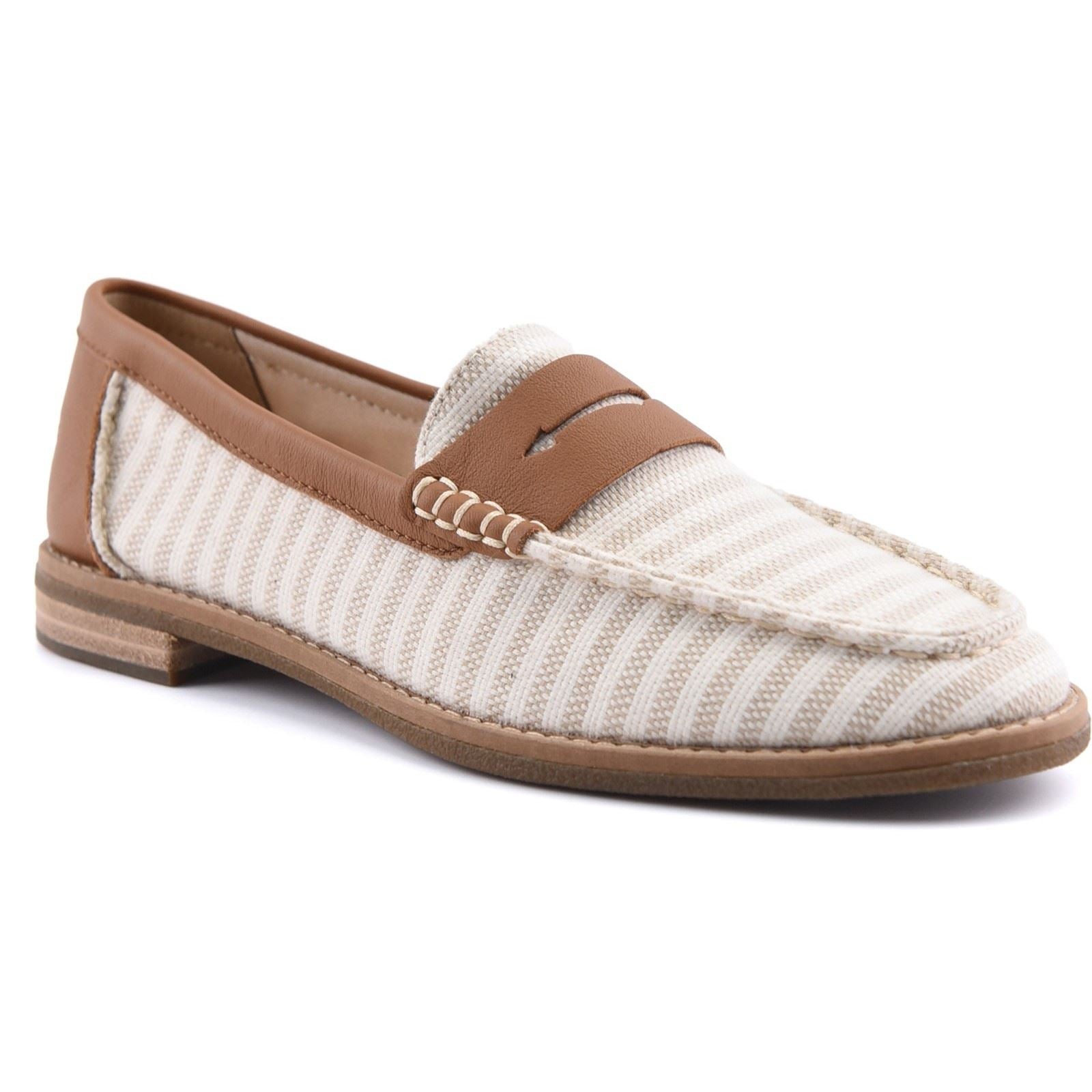 Sperry Port Driving Textile Women's White/Tan Standard Loafers