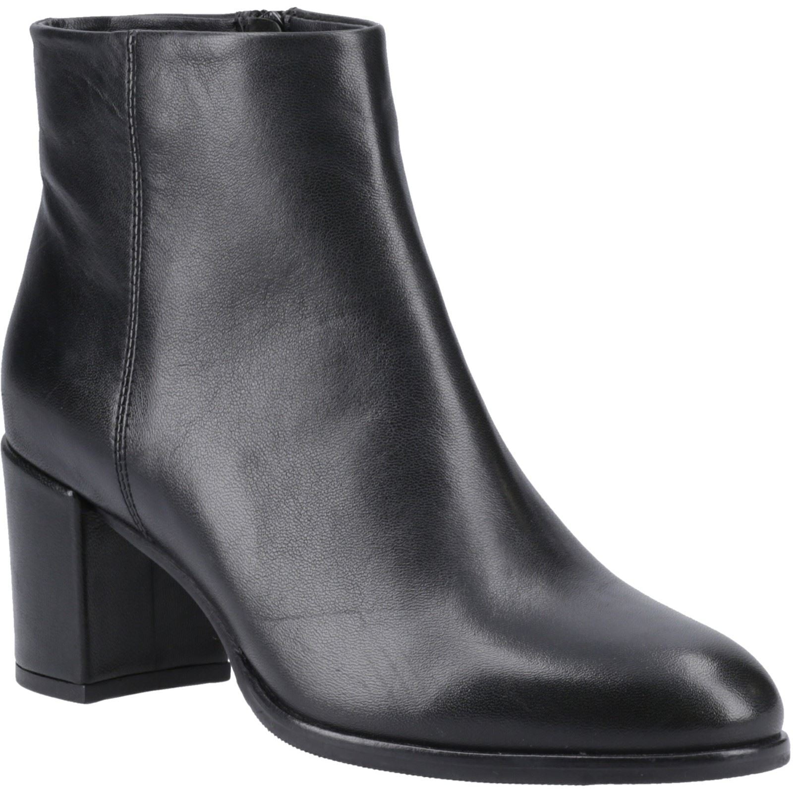 Hush Puppies Claridy Leather Women's Black Heeled Ankle Boots