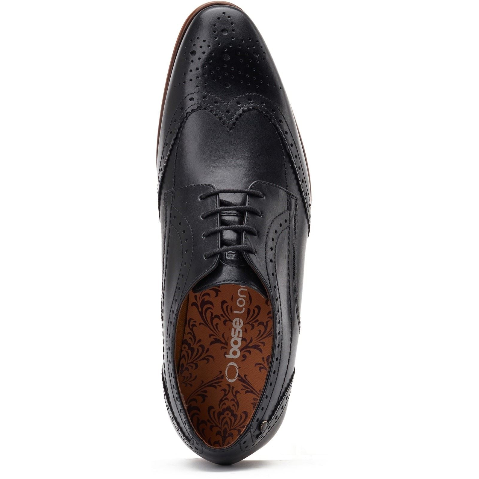 Base London Barbera Leather Men's Black Standard Brogues Shoes