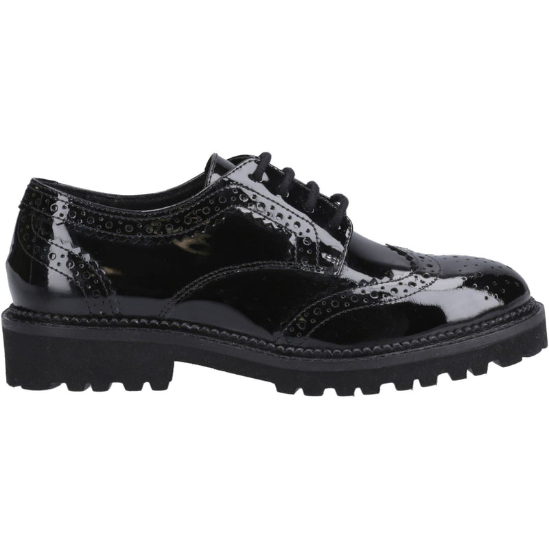 Hush Puppies Gabi Lace Up Patent Leather Youth Girl's Black Brogues