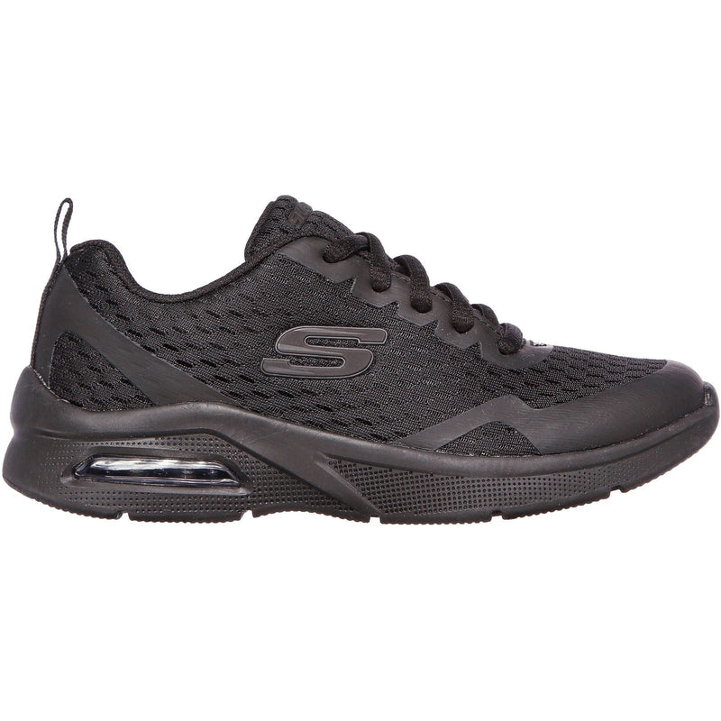 Skechers Microspec Max Synthetic Junior Black Textile & Trim Trainers