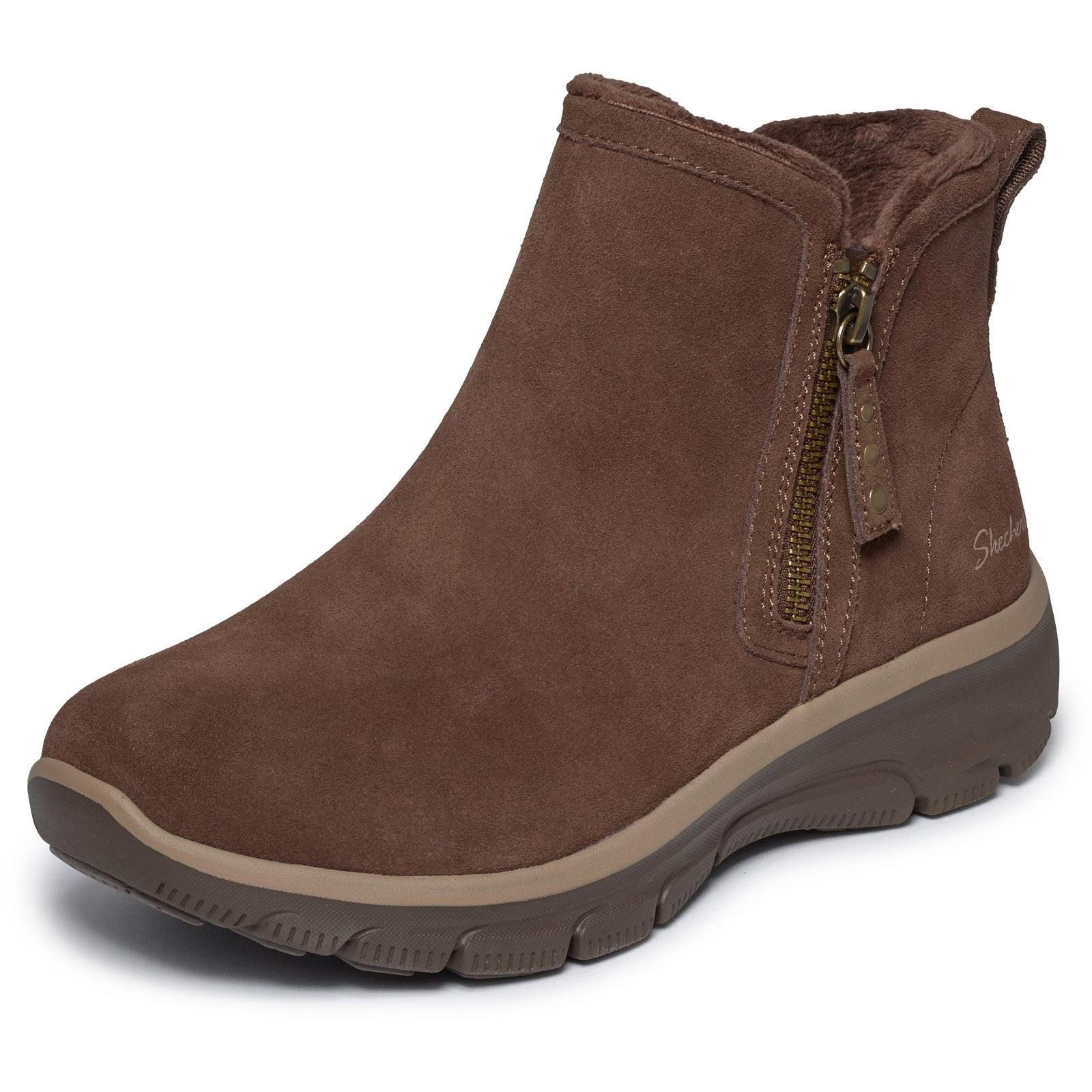 Skechers Easy Going Urban Zip Leather Women's Chocolate Boots