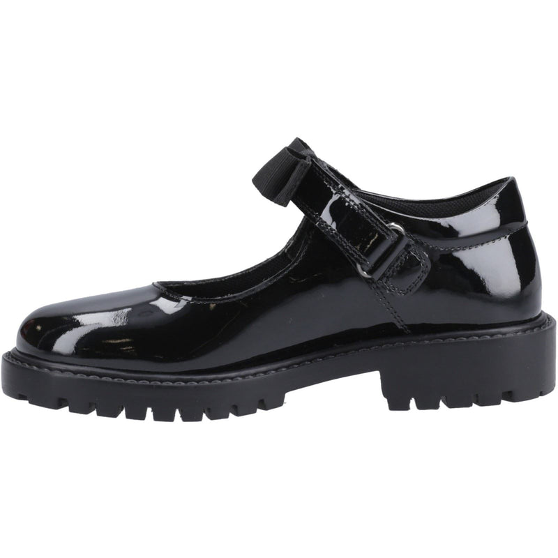 Hush Puppies Astrid Bow Patent Leather Junior Black Shoes