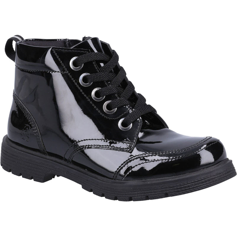 Hush Puppies Jolie Patent Leather Youth Girl's Black Boots