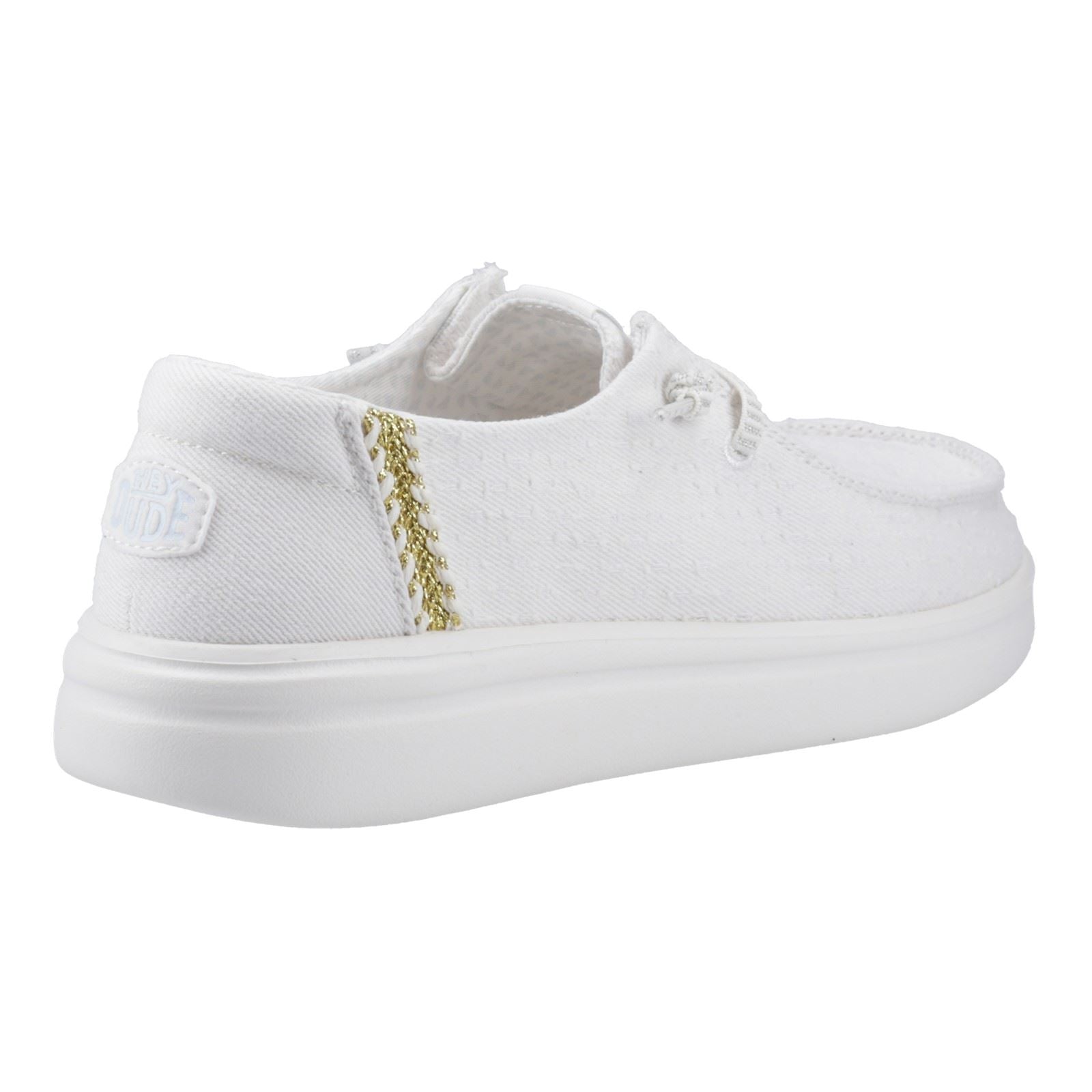 HEYDUDE Wendy Rise Perf Canvas Synthetic Blend Women's White Moccasins Shoes