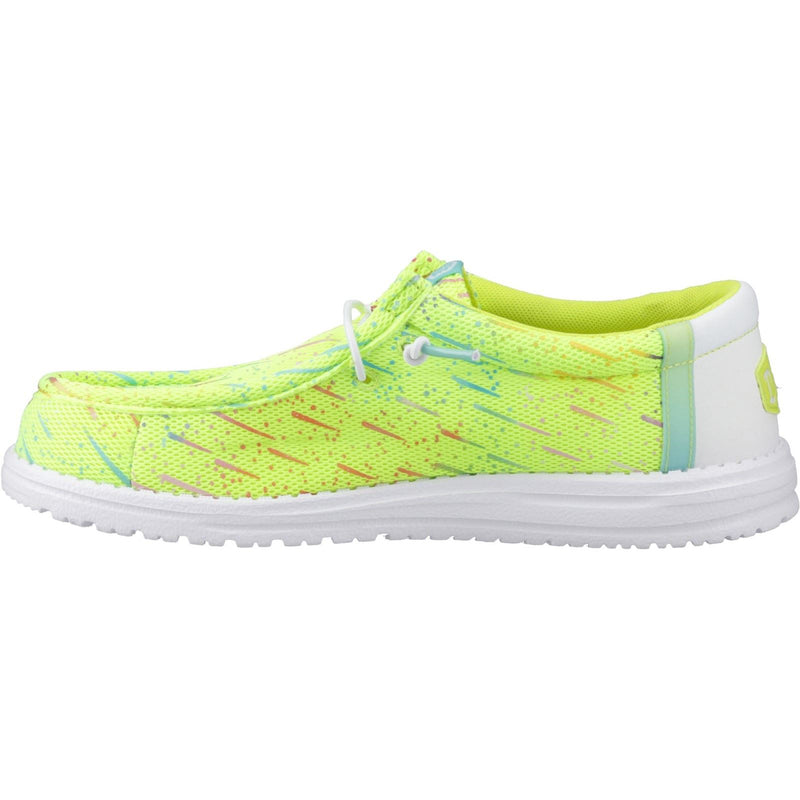 HEYDUDE Wally Party Mesh Synthetic Men's Lime Punch/White Moccasins Shoes