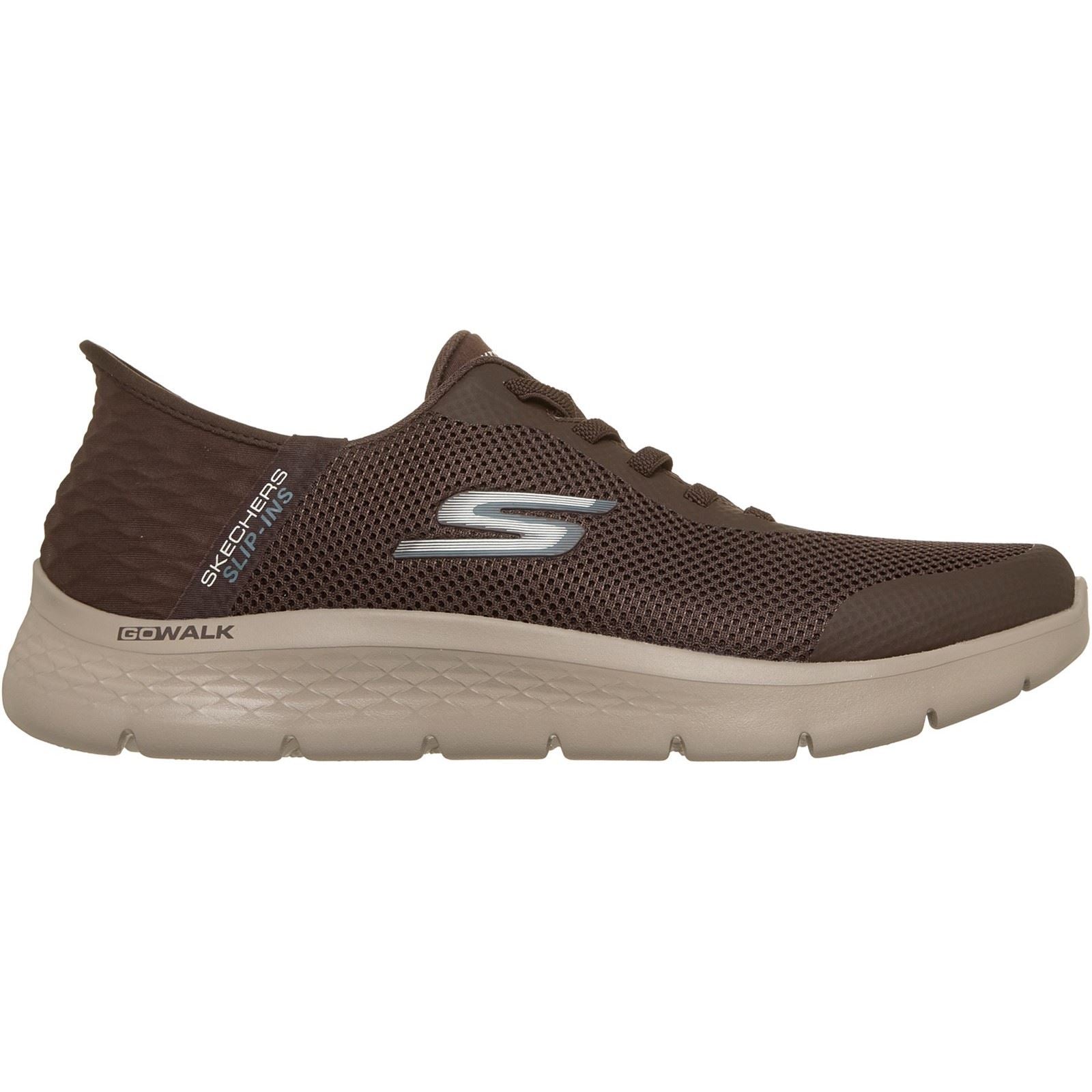 Skechers GO WALK Flex Hands Up Textile Men's Brown Trainers