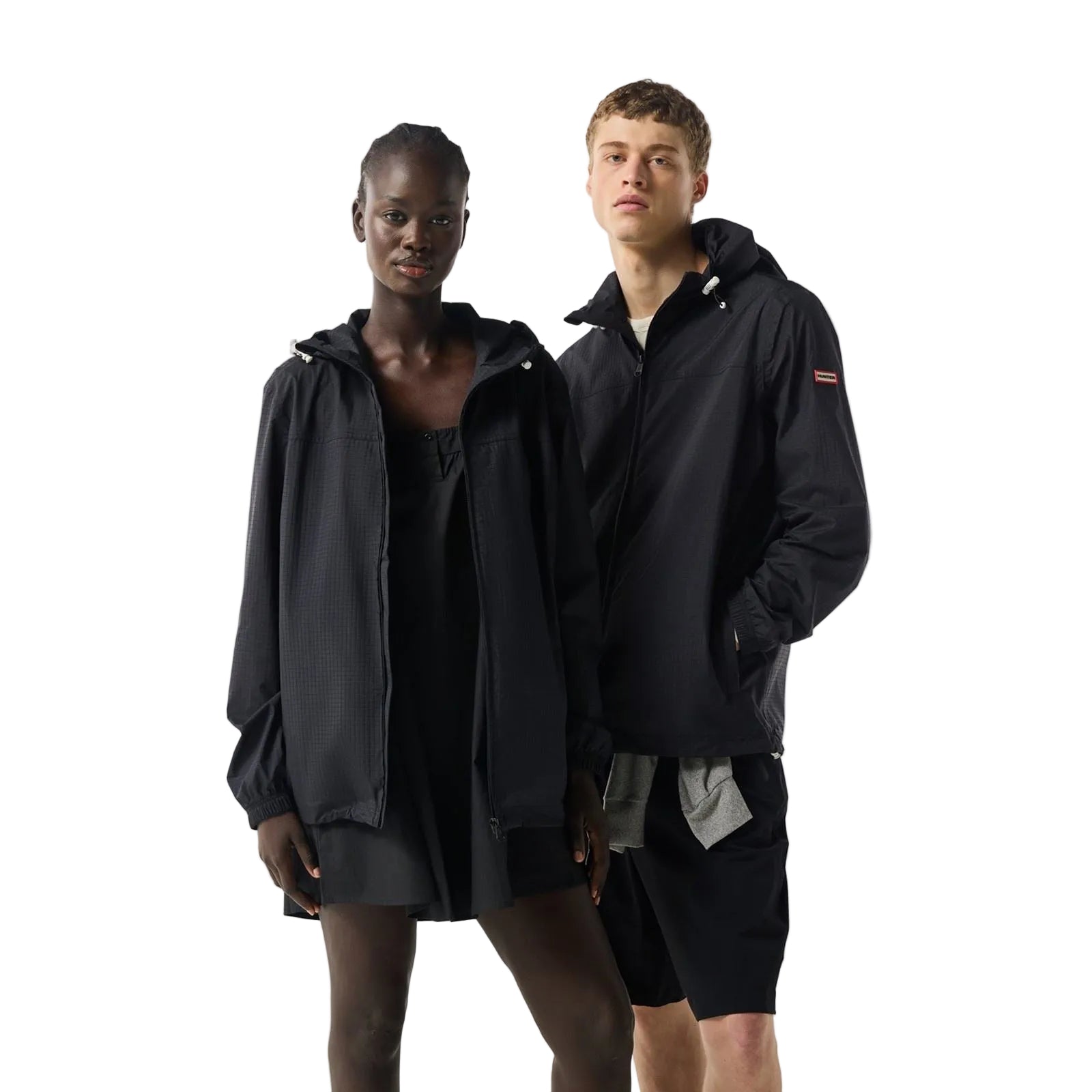 Hunter Hunter Packable Rain Unisex Adults Black Rain Jacket