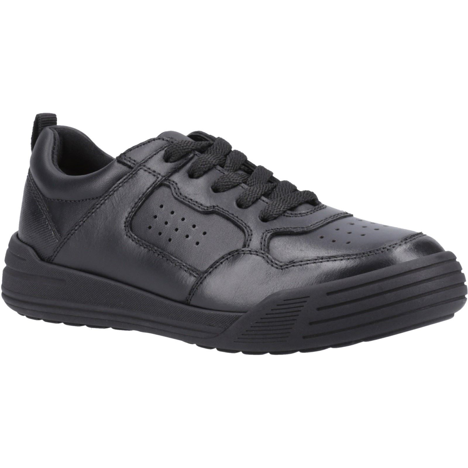 Hush Puppies Shane Leather Junior Black Lace-Up Shoes