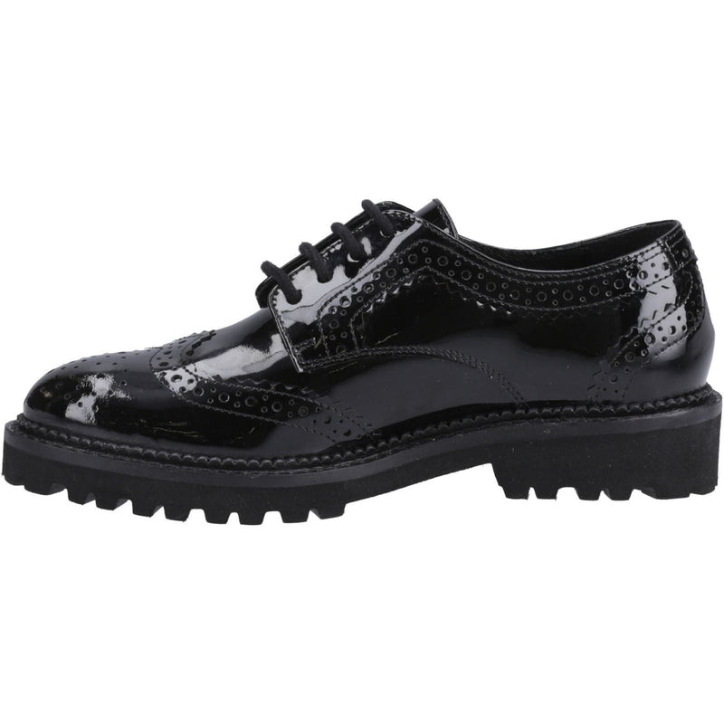 Hush Puppies Gabi Lace Up Patent Leather Youth Girl's Black Brogues