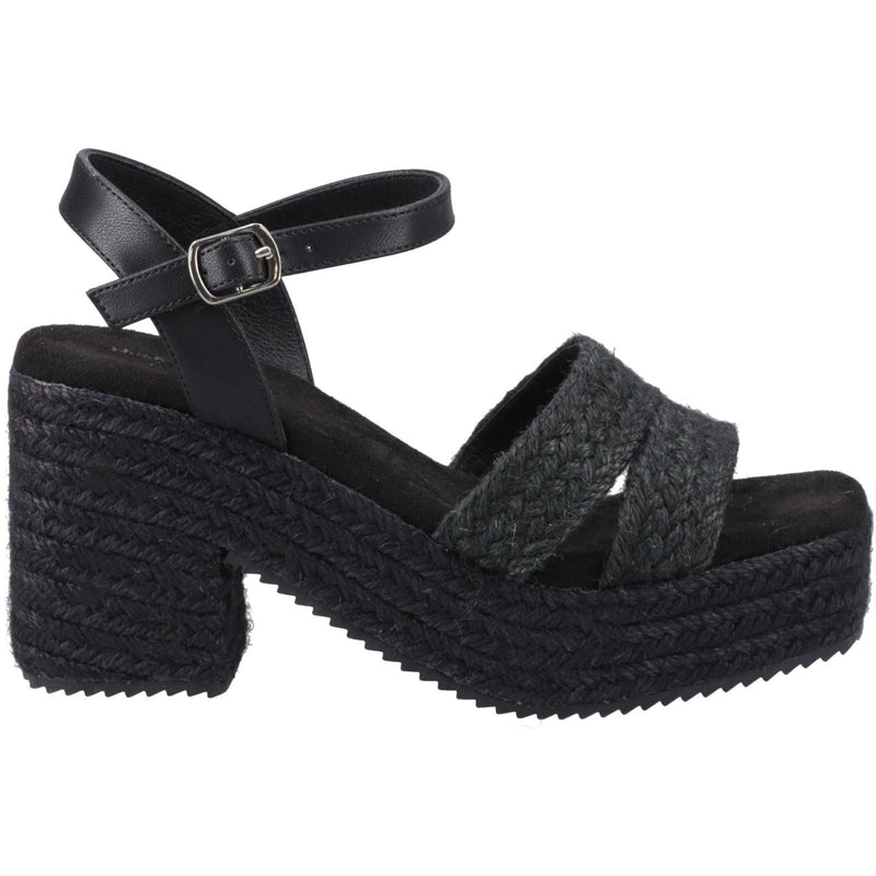 Hush Puppies Jamelia Espadrille Heel Textile Women's Black Sandals