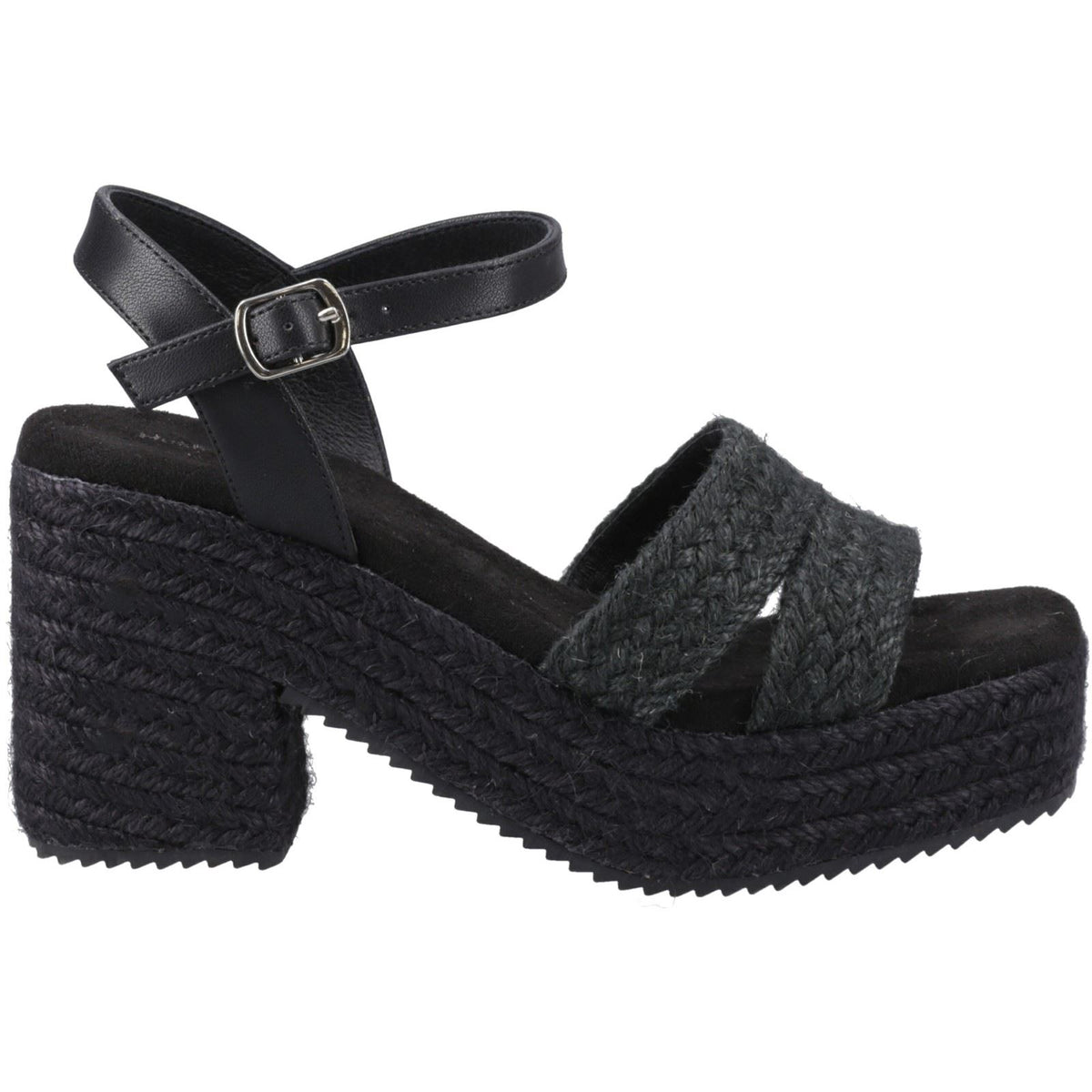 Hush Puppies Jamelia Espadrille Heel Textile Women's Black Heels