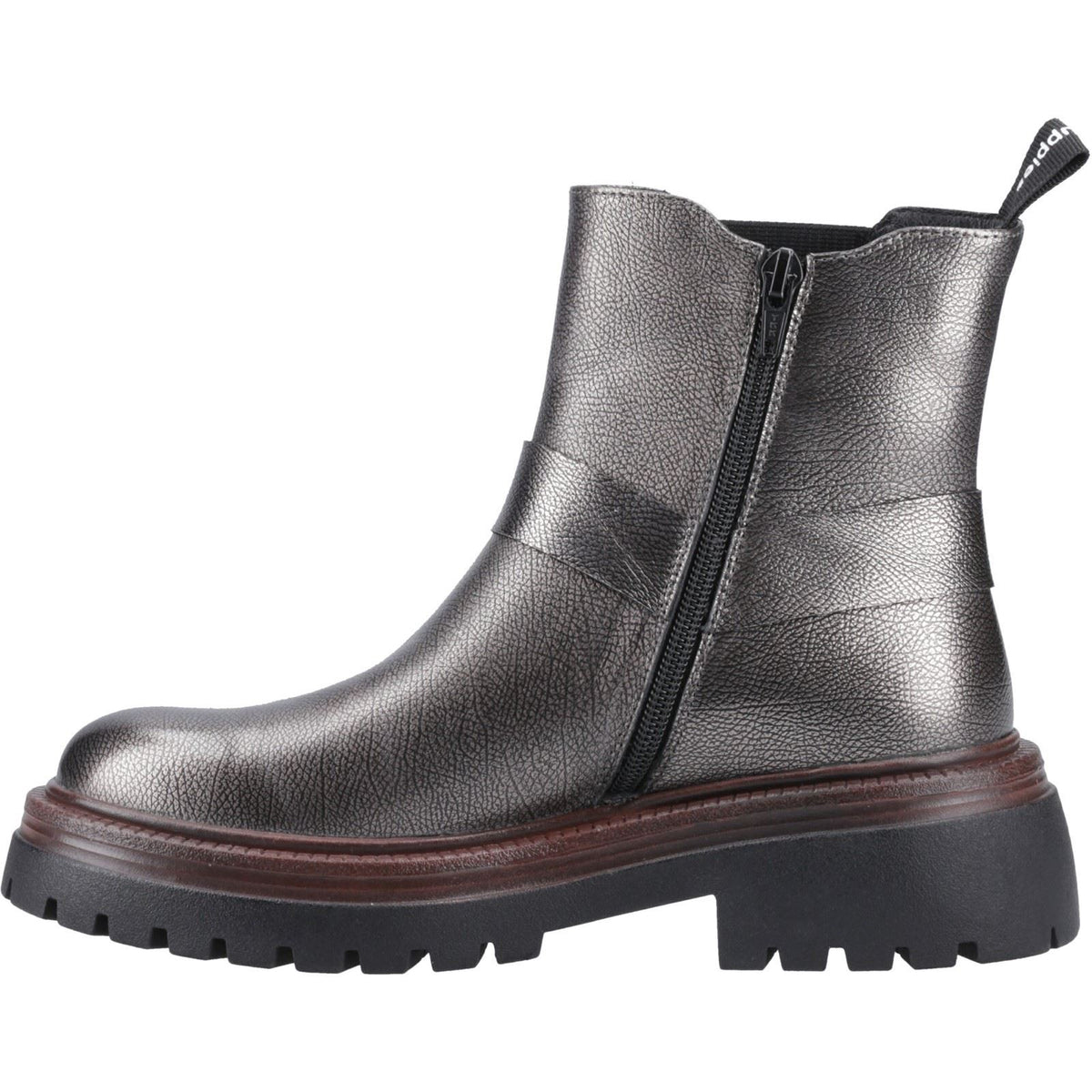 Hush Puppies Raye Leather Women's Pewter Flat Chelsea Boots