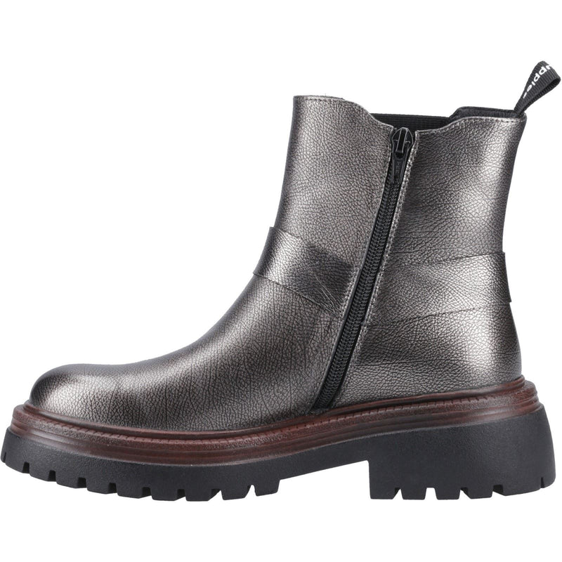 Hush Puppies Raye Leather Women's Pewter Flat Chelsea Boots