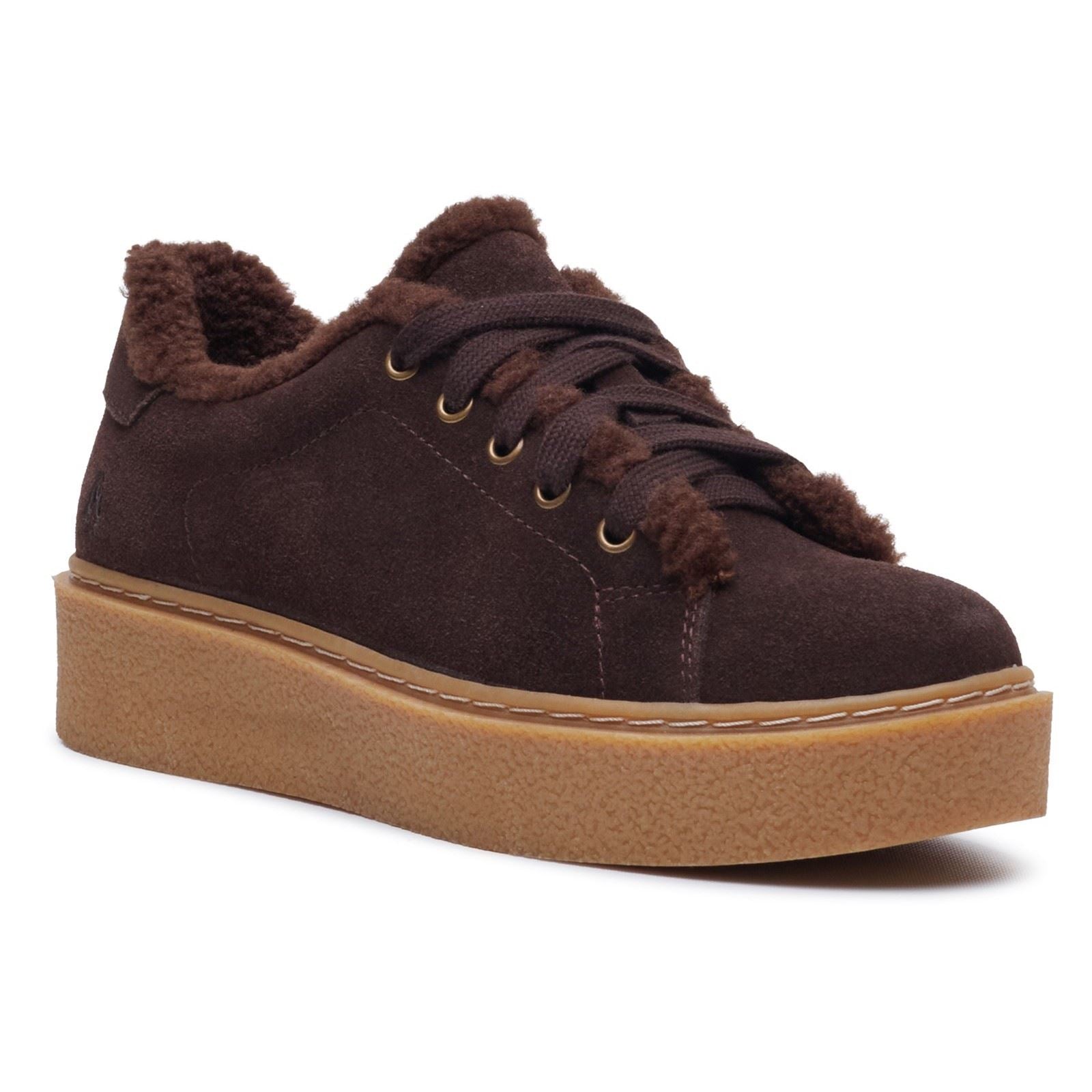 Hush Puppies Brinlee Fur Suede Women's BROWN Trainers