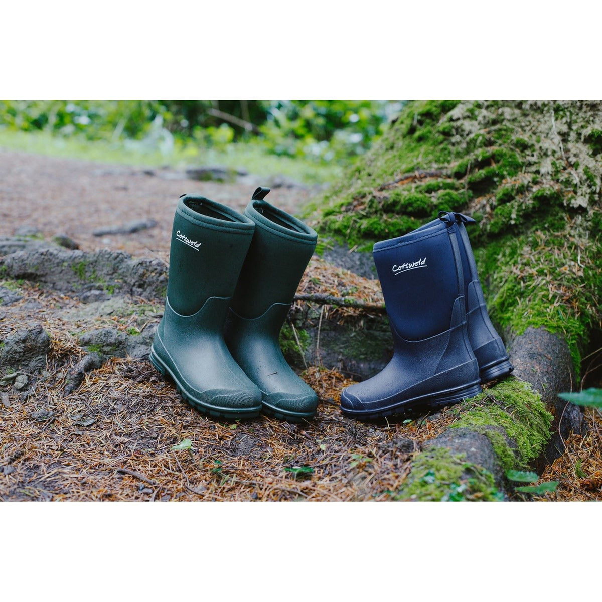 Cotswold Kids Hilly Synthetic Green Wellington Boots