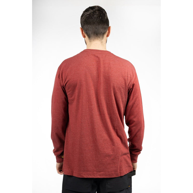 Caterpillar Trademark Banner Long Sleeve Cotton Men's Red T-Shirt