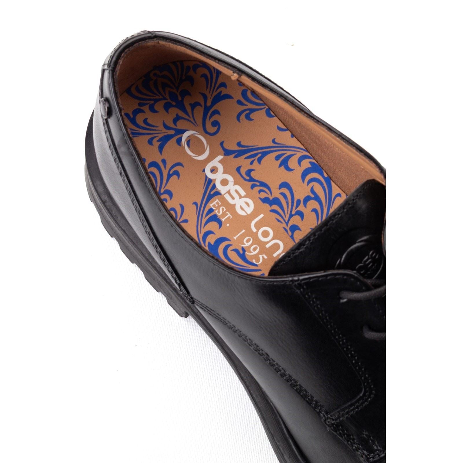 Base London Locke Leather Men's Black Lace-Up Shoes