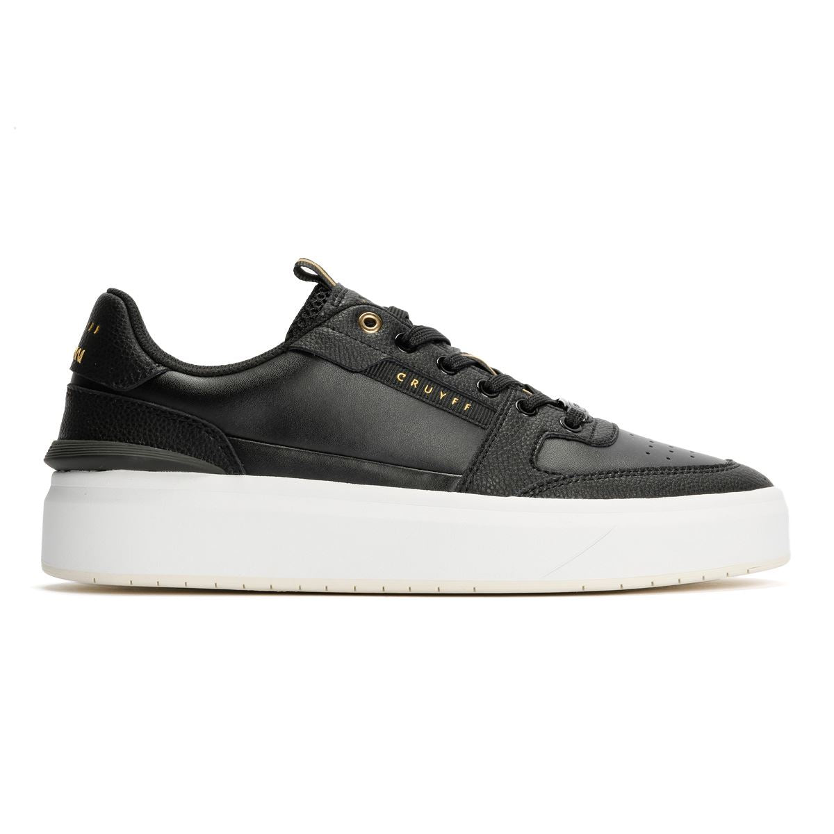Cruyff Endorsed Tennis Leather Men's Black/Gold Trainers