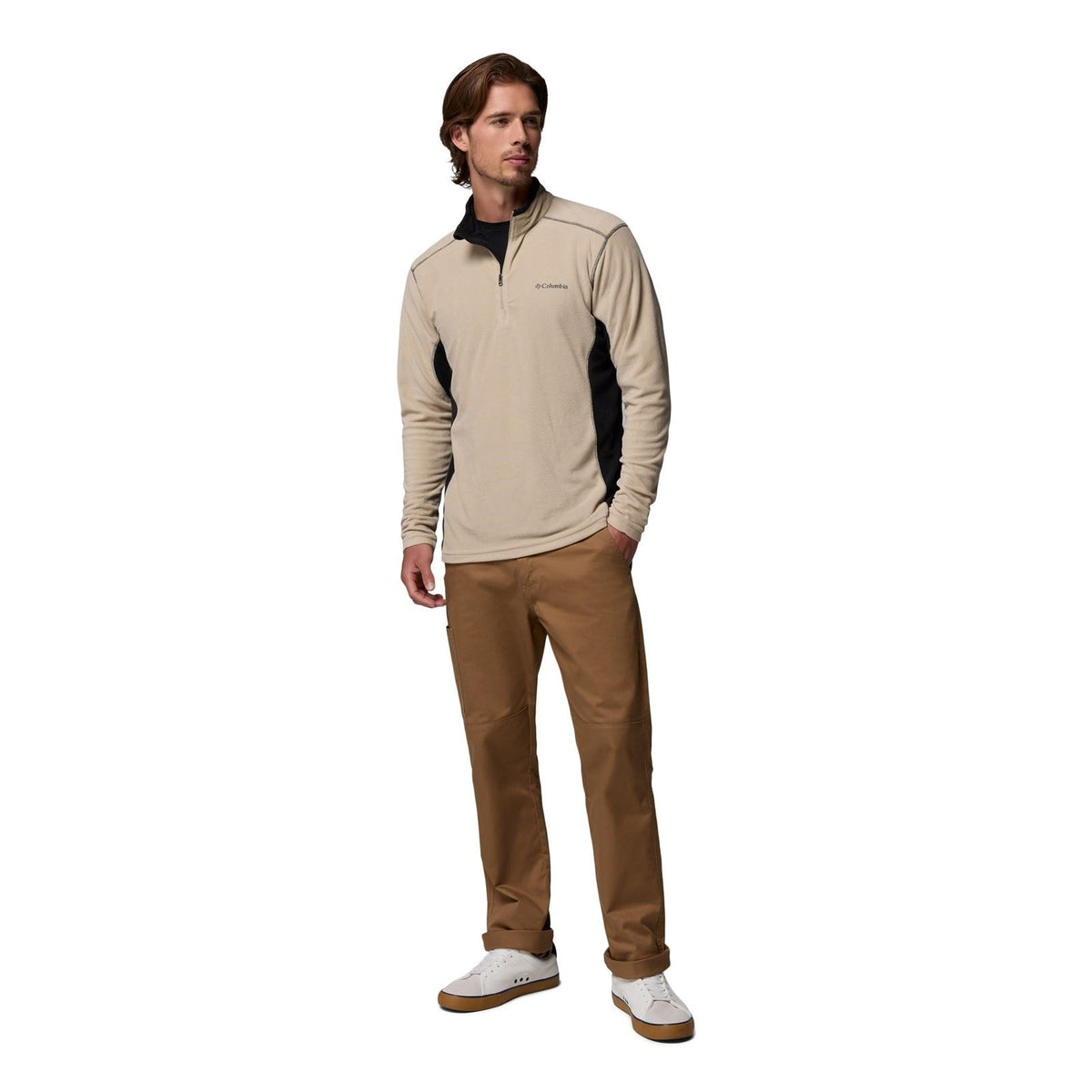 Columbia Klamath Range II Half Zip Polyester Men's Beige Fleece Pullover