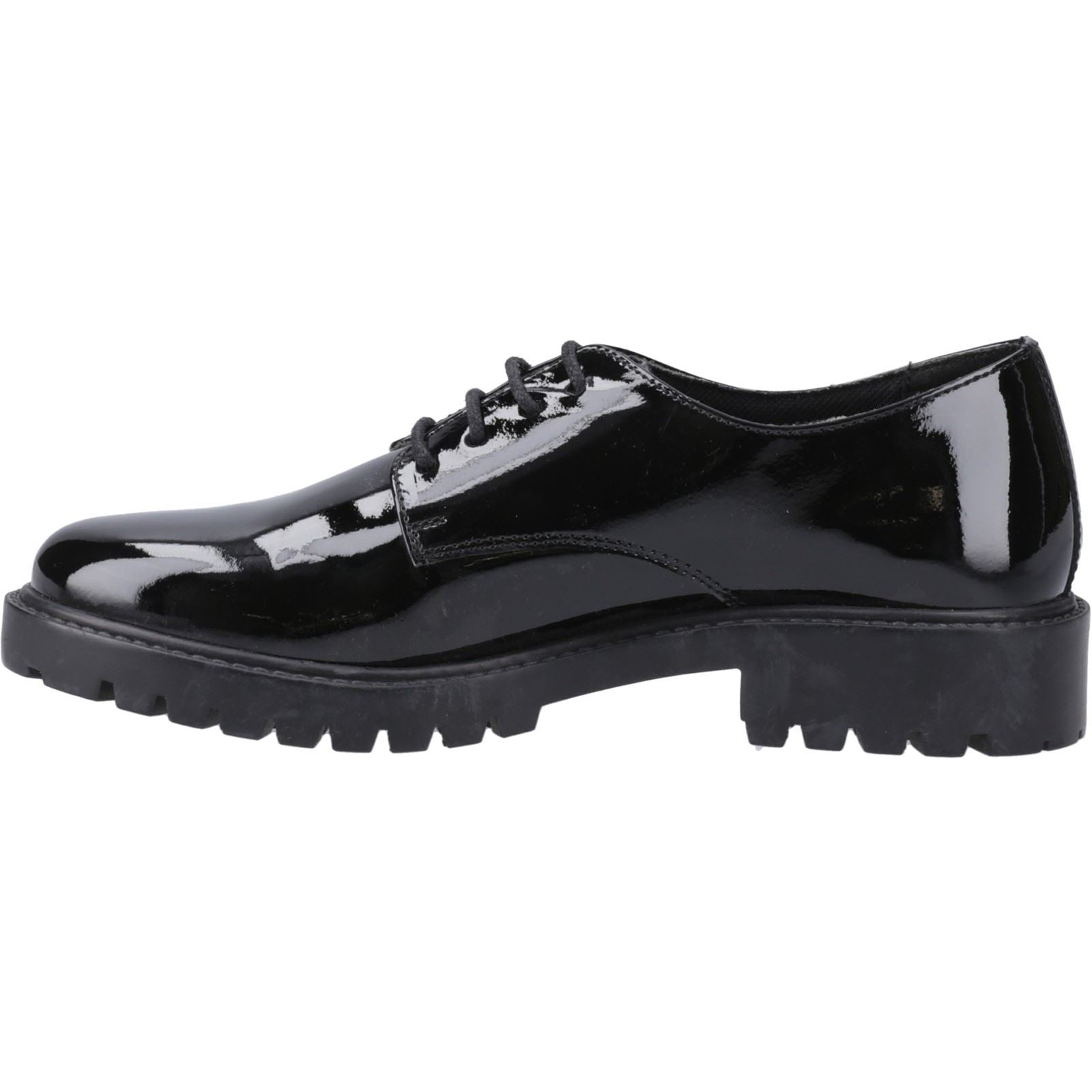 Hush Puppies Aubrey Leather Youth Girl's Black Derby Shoes