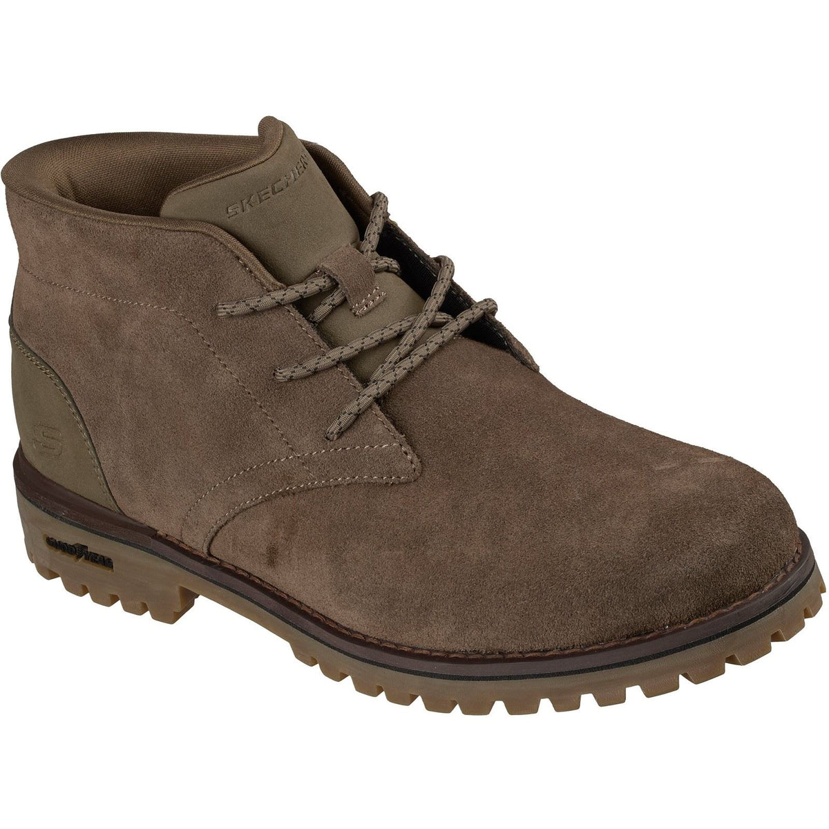 Skechers Quintero Damien Leather Men's Dark Taupe Ankle Boots
