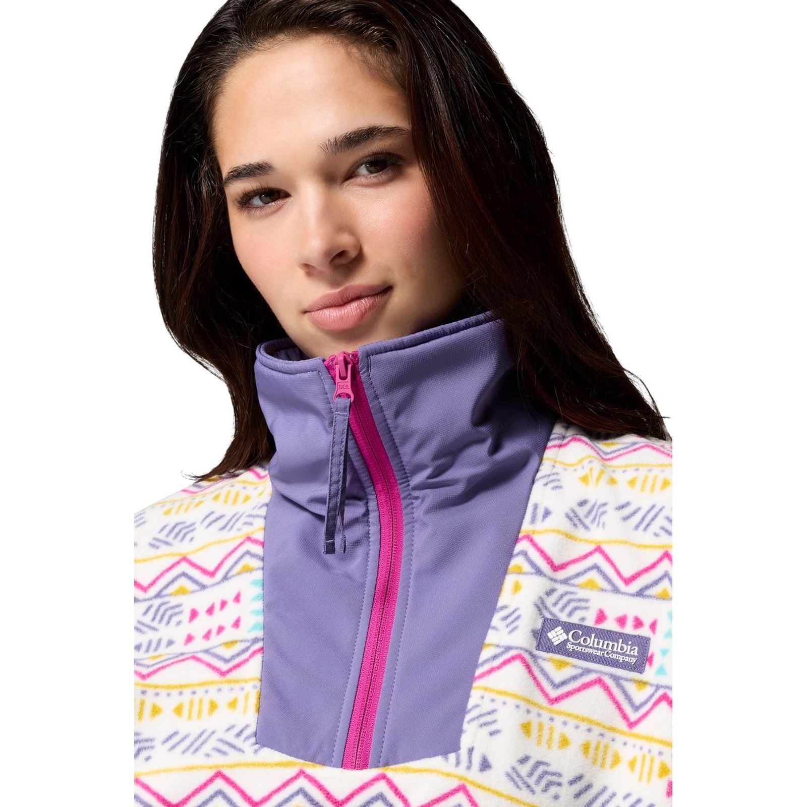 Columbia Sequoia Grove Printed Half Zip Polyester Women's White Fleece Pullover