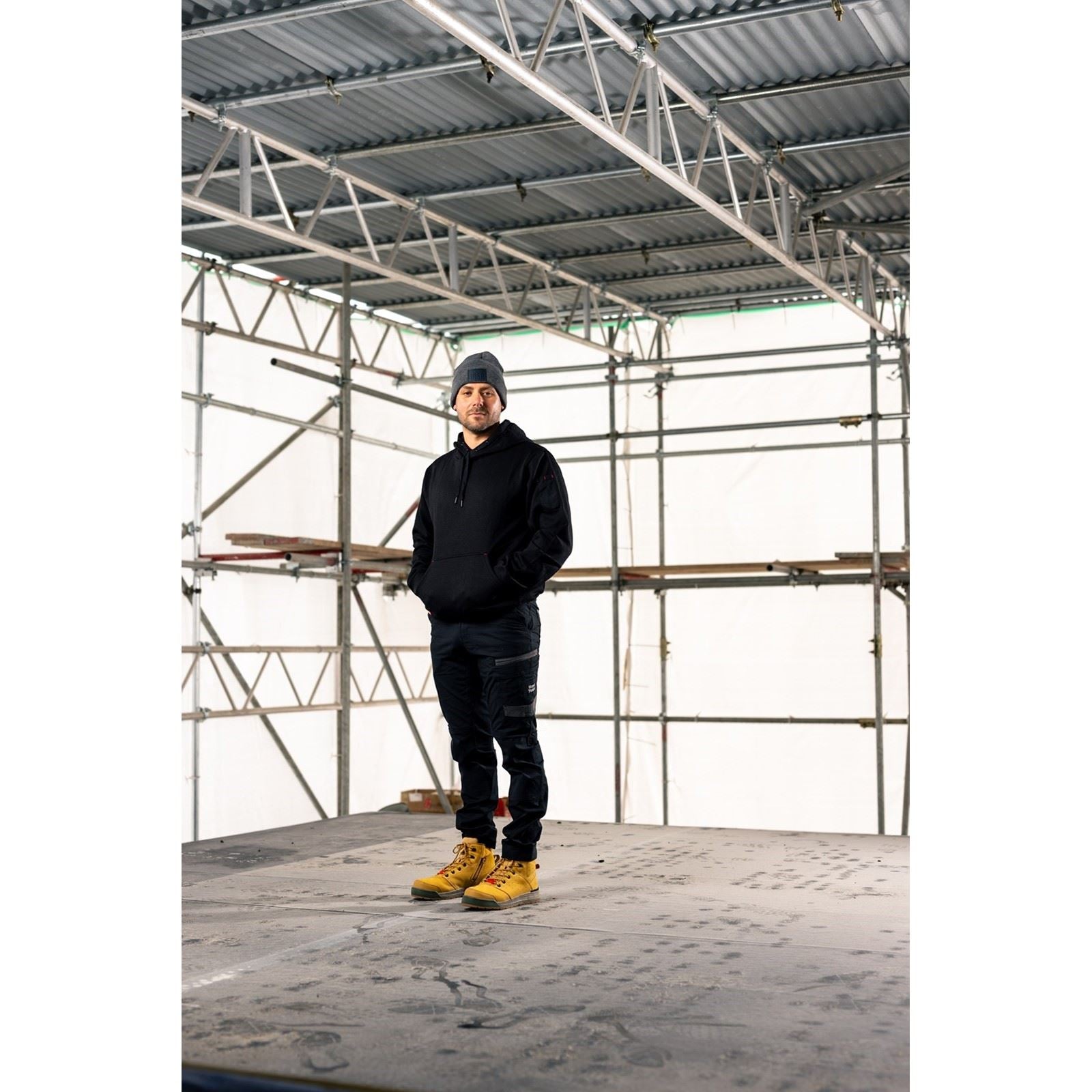 Hard Yakka Brushed Fleece Synthetic Men's Black Hooded Sweatshirt