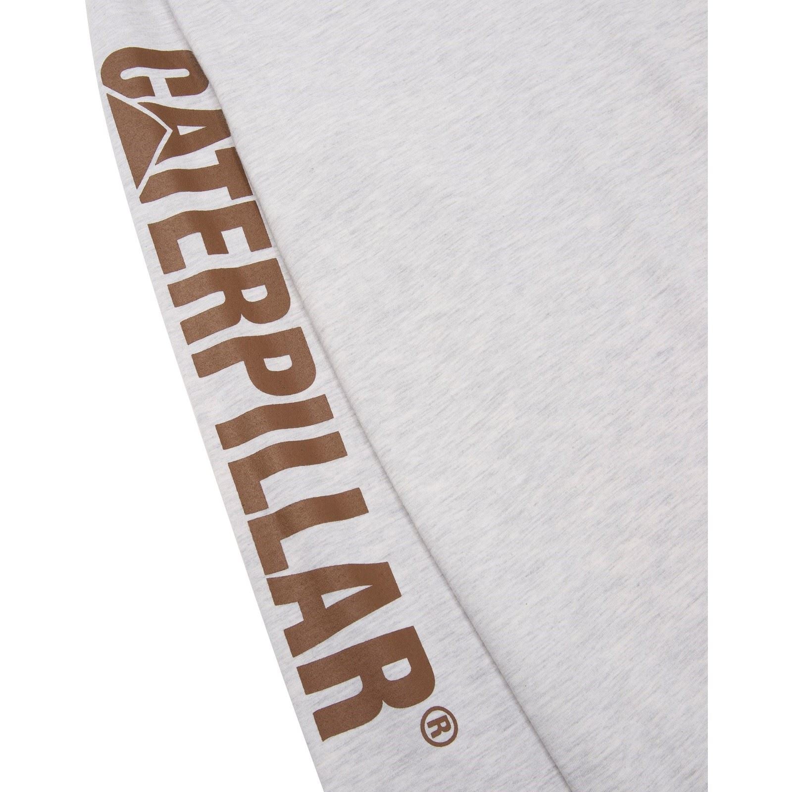 Caterpillar Trademark Banner Long Sleeve Cotton Men's Cream T-Shirt