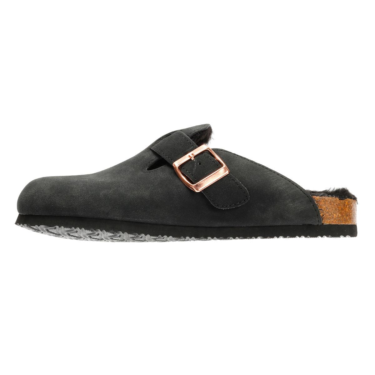 Penguin Poppy Fur Suede Women's Black Mules
